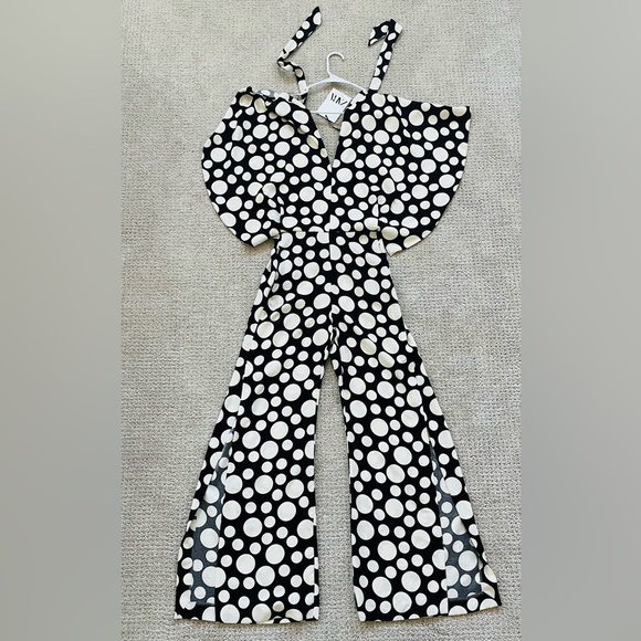 NWT - Zara Studio Limited Edition Black and White Polka Dot Jumpsuit - Picture 7 of 11